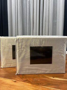 Two NEW Cream 180 Thread Count Twin Sheet Sets